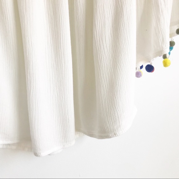 SHEIN White Pom Pom Boho Off Shoulder Blouse - Picture 4 of 7